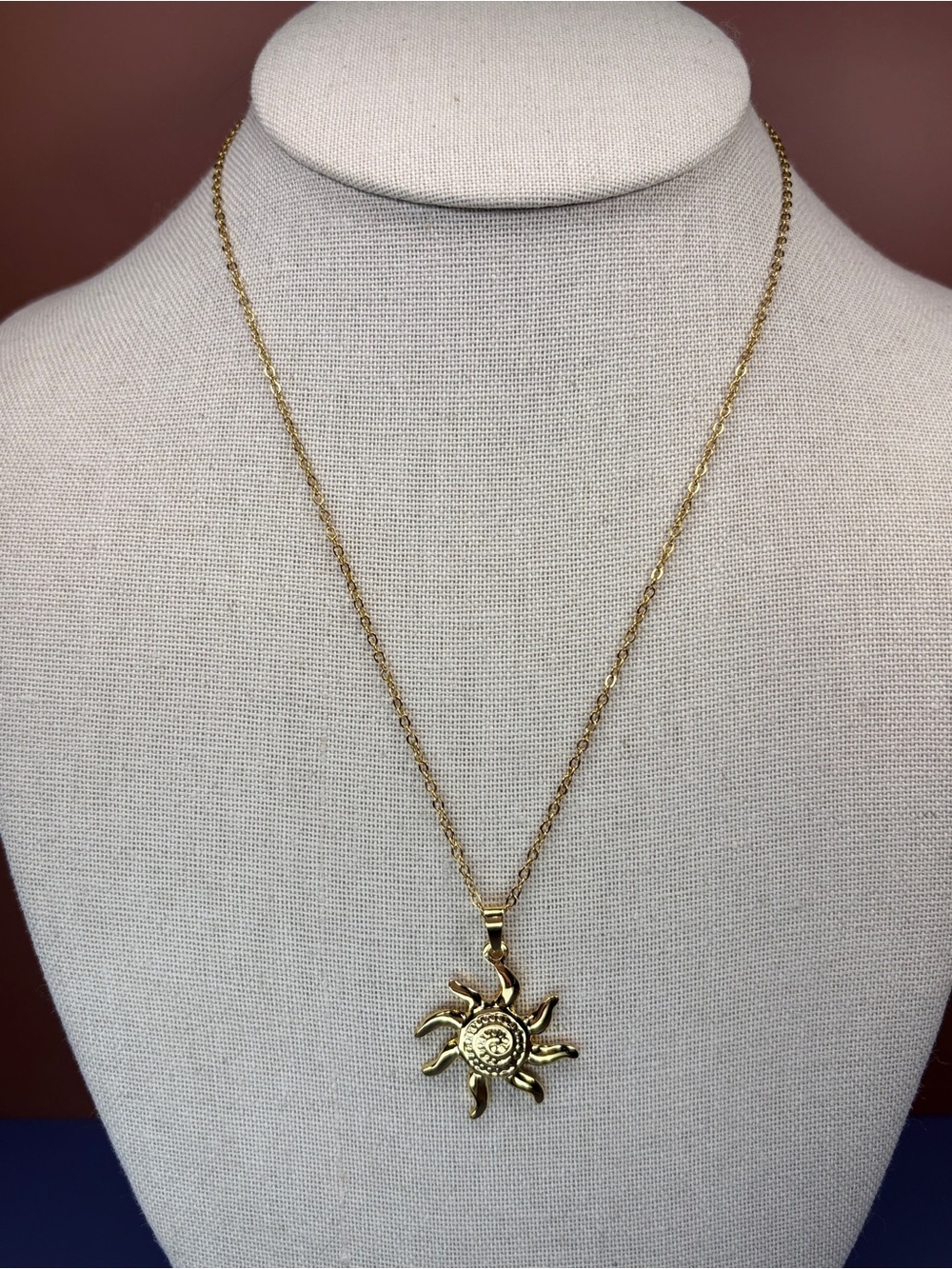Celestial Stainless Steel Gold Sun Pendant Necklace